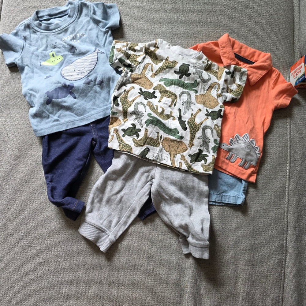 Just One You by Carters Baby Boy 6M 3 Outfit Bundle Dinosaur Safari Sea Animal